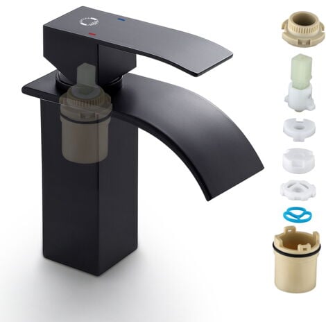 CECIPA NOIR Robinet de Lavabo en Cascade Mitigeur en Laiton pour Salle de Bain Design Moderne