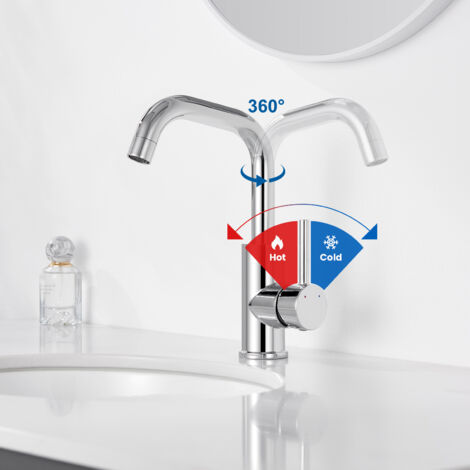 Auralum Mitigeur Lavabo Robinet Lavabo Haut Pivotant Robinet Lavabo Salle Bain