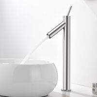 Lonheo Robinet de Lavabo Haut Bec Mitigeur Salle de Bain en Acier Inox avec Barboteur démontable, Eau froide et chaude Réglable