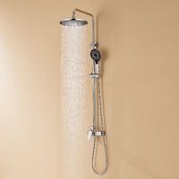 Auralum Colonne de Douche Chromé 2 Fonctions Ensemble de Douche en Laiton avec Douchette de tête de 10 pouces, Douchette Ronde avec 3 Jets D'eau,Hauteur Réglable103-139 cm  pour Salle de Bain