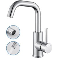 Auralum Mitigeur Lavabo, Robinet Lavabo Haut Pivotant à 360°, Robinet Lavabo Salle Bain, Mitigeur de Lavabo en laiton chromé, Convient aux salles de Bains et aux cuisines