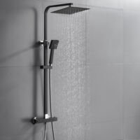 AuraLum Colonne de Douche Thermostatique  Ensemble de Douche Système de Douche Spray Supérieur Ultra-mince pour Salle de Bain , Noire Design Moderne