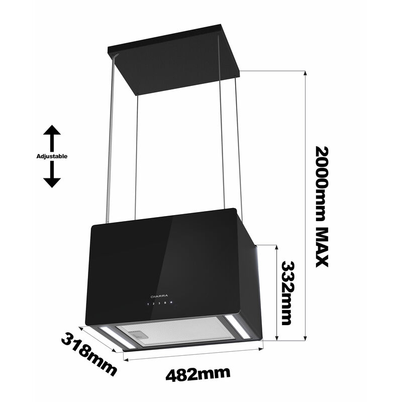 Smart Hotte Ilot APP Contrôle Classe A+++ 700m3/h Booster UV