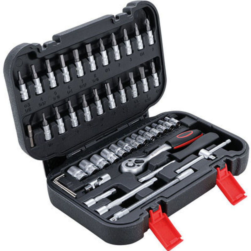 Coffret cliquet ergonomique 1/4 douilles et embouts en pouce | Coffret Coffret cliquet ergonomique 1/4 douilles et embouts en pouce | Coffret