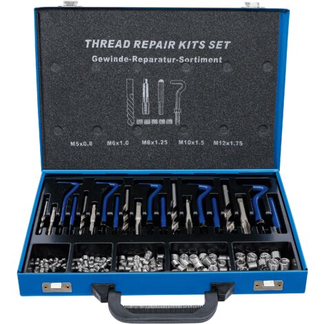 Oc-Pro – Coffret multi-outils filets rapportés M5 à M12 – 25 douilles en acier inoxydable – 5 tarauds et forets HSS-G – Réparation filetages abîmés