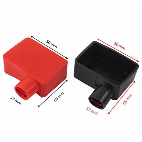 2 Couvre-Bornes Batterie Rouge/Noir - Caoutchouc Souple Isolant
