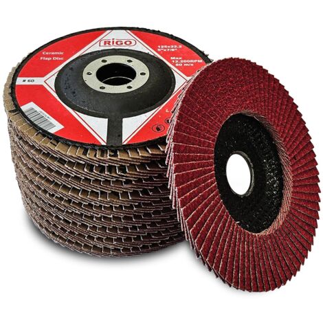 Lot 10 disques plats a lamelles ceramique 125 mm grain 60 (1/2)