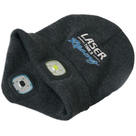 Bonnet LED Rechargeable Laser Tools, Lampe Frontale + Arrière, Double éclairage