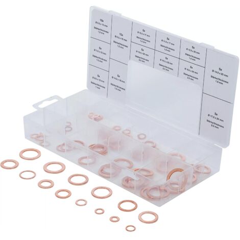 Assortiment bgs bagues, rondelles, 75 joints d'etancheite en cuivre