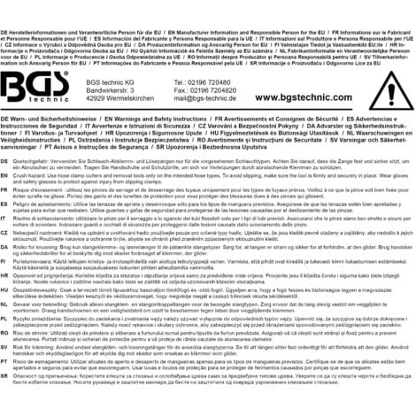 Pinces de serrage tuyaux et durites bgs technic