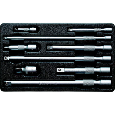 Bgs Technic – Jeu de 9 rallonges oscillantes 1/4, 3/8, 1/2 – Chrome vanadium – Rallonges de 50 à 250 mm pour espaces restreints – Accès facile aux fixations
