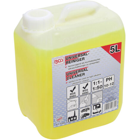 Bgs Technic – Liquide nettoyant universel 5L pour nettoyeurs haute pression et ultrasons – Rapport de mélange 1:1 à 1:50 – pH 10-12