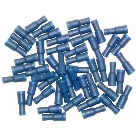 Cosses electriques femelles rondes bleues 5 - sachet de 50 cosses