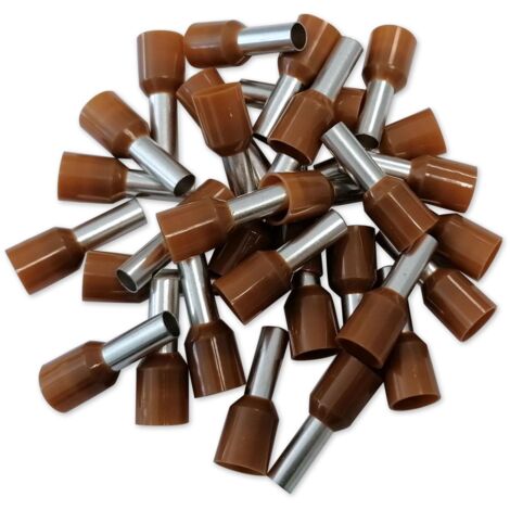 Oc-Pro – Embouts isolés électriques 10 mm² marron – Section câble pour borne – Fixation raccord – Sachet de 100 unités