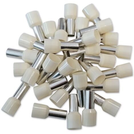 Oc-Pro – Embouts isolés électriques 16 mm² blanc – Sachet de 100 embouts – Pour fils multibrins – Fixation raccord pour câblage professionnel