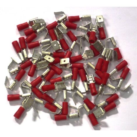 Cosses electriques isolees a sertir doubles rouges 6.3 - sachet de 50