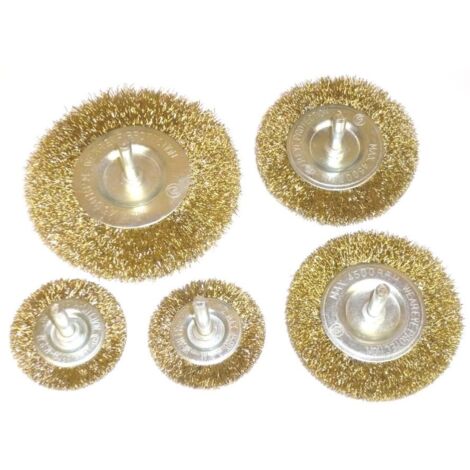 Oc-Pro – Lot de 5 brosses métalliques circulaires à fils ondulés – Pour éliminer rouille et peinture – Diamètre 50/70/100 mm – Tige 6 mm – Vitesse max 4500 tr/min