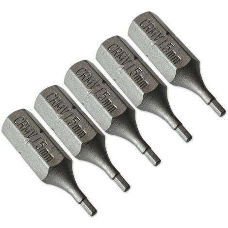 Jeu 5 embouts de vissage court 25 mm pour visseuse - empreinte 6 pans de 1,5 mm