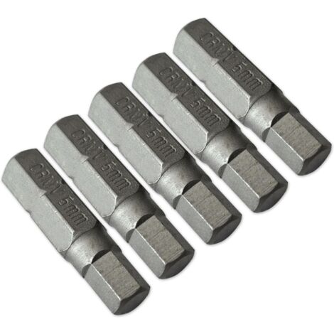 Jeu 5 embouts de vissage court 25 mm pour visseuse - empreinte 6 pans de 5 mm