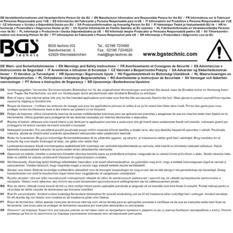 Embouts multidents xzn bgs technic carre 1/4 bgs m4-m5-m6-m8-m10-m12