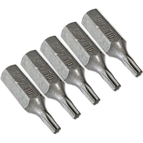 Jeu 5 embouts de vissage court 25 mm pour visseuse - empreinte torx t10