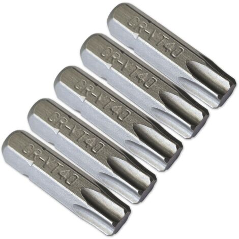 Jeu 5 embouts de vissage court 25 mm pour visseuse - empreinte torx t40