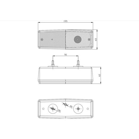 Feu arriere rectangulaire 3 fonctions