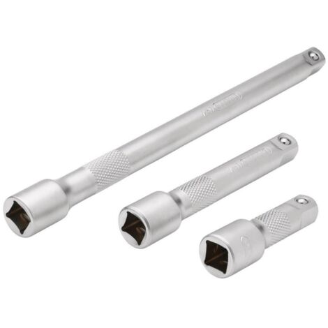 Oc-Pro – Jeu de 3 rallonges carré 1/2 – Acier chrome-vanadium – Longueurs 75/125/250 mm – Bague moletée pour prise en main