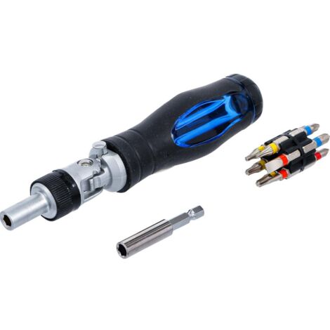 Tournevis a cliquet articule 1 porte embout et jeu de 12 embouts