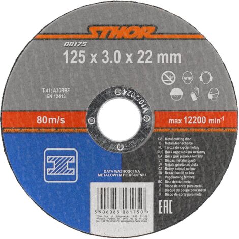 Lot de 10 disques à tronçonner métal 125mm – Épaisseur 3mm – Alésage 22,2mm – Résistance élevée pour coupes précises – Sthor