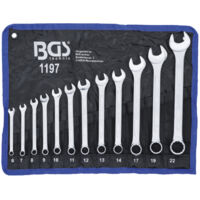 Bgs Technic – Clé mixte 6-22 mm – Trousse de 12 clés en acier chrome vanadium – Finition chromée satinée – Empreinte 12 pans