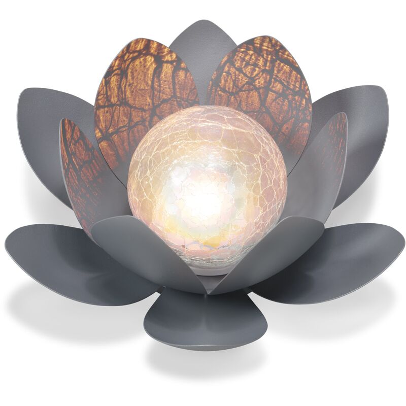 Pour décoration de jardin LED étanche POHOVE Lampe solaire en forme de fleur de lotus flottante Bleu piscine ou bassin 