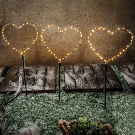 Fiche solaire esotec CŒUR-TRIO pour l'extérieur SET de 3 fiches LED pour jardin extérieur 102583
