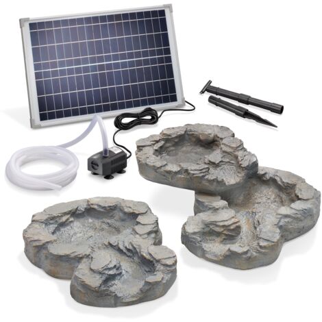 Kit de cuvettes de cours d'eau esotec en 3 parties avec pompe solaire Aspect pierre naturelle 101310 (1/5)