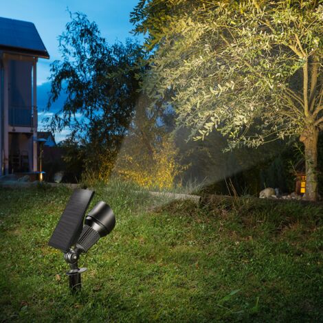 Esotec – Projecteur de sol solaire 1,8 W – Aluminium noir – Indice de protection IP54 – Angle de diffusion 65° – 102546