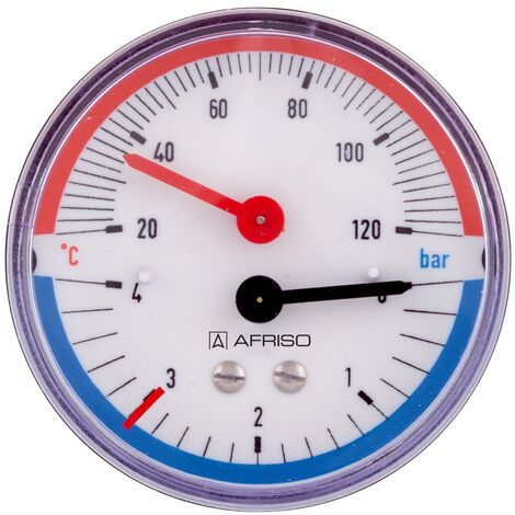 Afriso TM80 Thermo-Manometer 0  4bar 20 - 120°C Anschluss hinten 1/2 AG Ø 80mm 63341