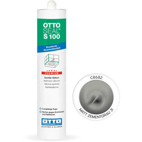 OTTOSEAL S100 Premium-Sanitär-Silikon 300ml C8682 matt zementgrau 31