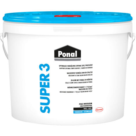 Ponal Wasserfest Super 3 Holzleim 10kg Eimer Weißleim Henkel