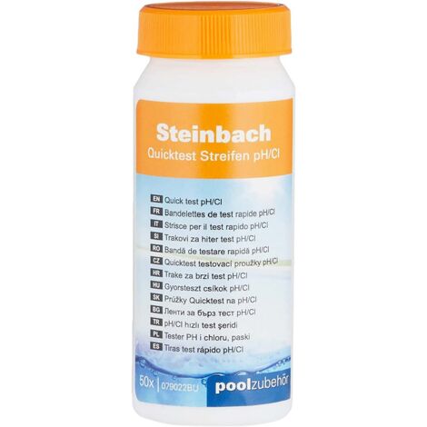 Steinbach – Quicktest Streifen für pH-Wert und freies Chlor – 50 Stück – Schnelle Messung in Sekunden – Für Pools und Whirlpools – Farbskala zur einfachen Ablesung (1/7)
