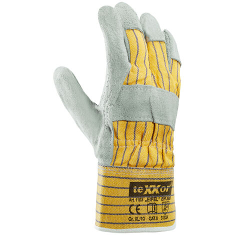 teXXor Rindkernspaltleder-Handschuh EIFEL gelb/blau, 2,99 teXXor Rindkernspaltleder-Handschuh EIFEL gelb/blau, 2,99