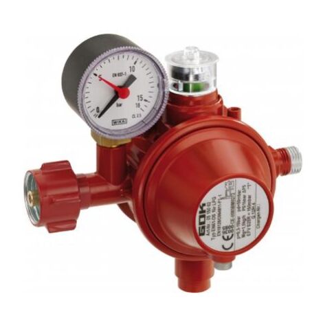 GOK Niederdruckregler Typ EN61-DS mit Manometer Abgang gerade mit SBS 50 mbar 0515002