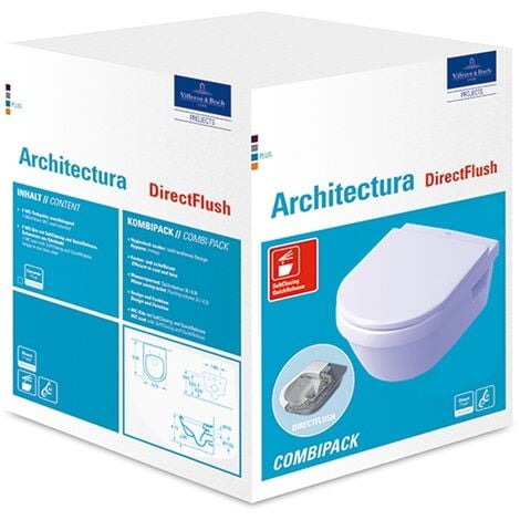 Villeroy & Boch Architectura Wand-Tiefspül-WC inkl. WC-Sitz, ohne Spülrand weiß 5684HR01