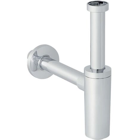 Geberit Sifon Waschtisch-Ablauf d 32 – G 1 1/4 – hochglanz-verchromt – Sperrwasserhöhe 75mm – für beengte Räume (1/5)