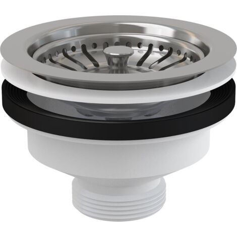 AlcaPlast Ablaufventil für Spülbecken 6/4" mit Edelstahlgitter DN115 mit Flexiüberlauf A38