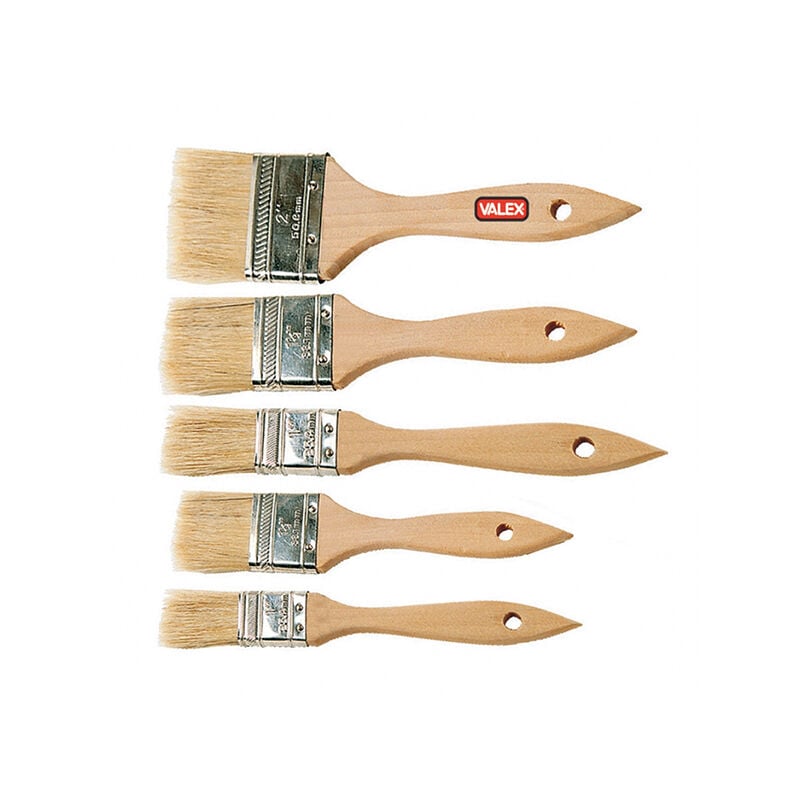 Set 5 pennelli piatti setole naturali bionde VALEX 1961112