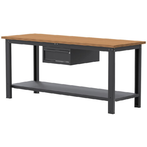 Banco da lavoro SOGI X3N113L - 2 m - piano in legno - 1 cassetto - grigio antracite (1/4)