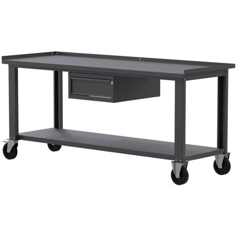 Banco da lavoro con ruote SOGI X3N113AR - 2 m - piano in acciaio - 1 cassetto (1/4)