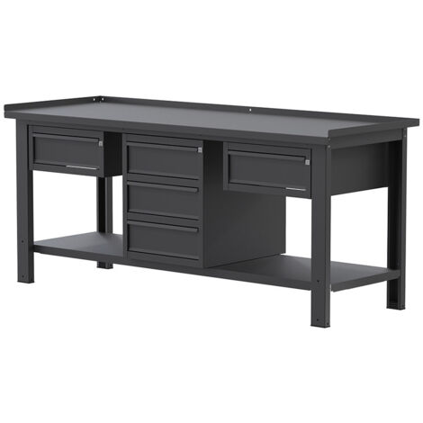 Banco da lavoro SOGI X3N125A - 2 m - piano in acciaio - 1 + 3 + 1 cassetti (1/4)