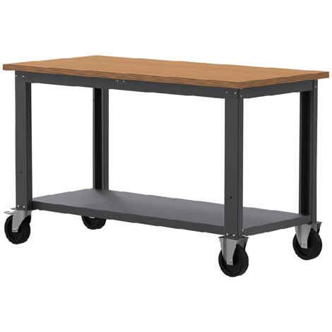 Banco da lavoro con ruote SOGI X3N100LR - 1.5 m - piano in legno - grigio antracite (1/4)