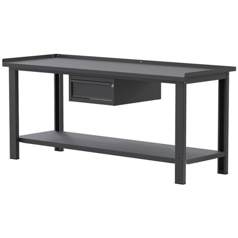 Banco da lavoro SOGI X3N113A - 2 m - piano in acciaio - 1 cassetto - grigio antracite (1/5)